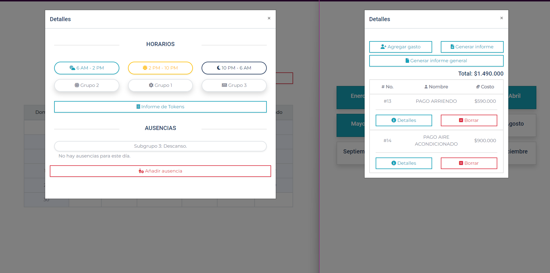 Support Center Manager Shifts and Expenses Modules