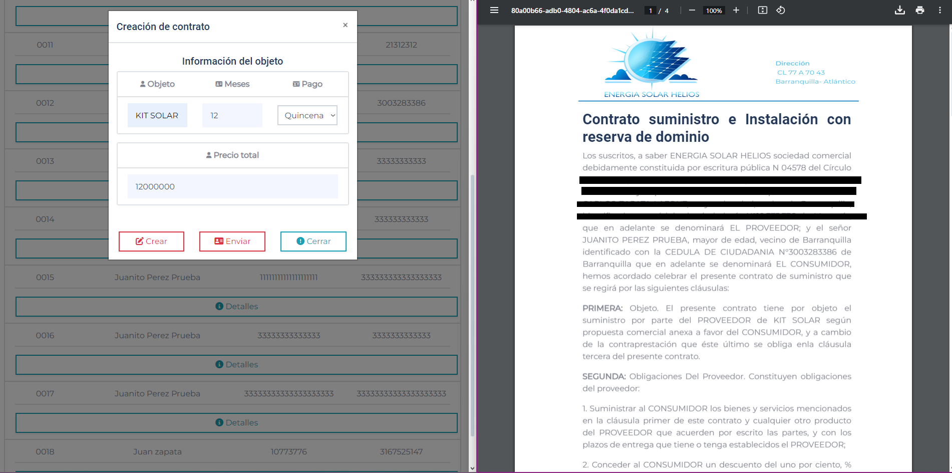Helios credit and recruitment application interface